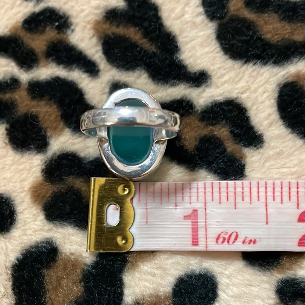 Sterling Silver GREEN Ring Glass 💚 Jewelry 8 Boho Oval Classic Verde Fashion - Picture 12 of 15